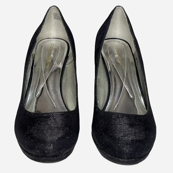 Andrew Geller Black Sparkle Dress Pump Shoes Evening Garey Size 10M - Picture 3 of 11